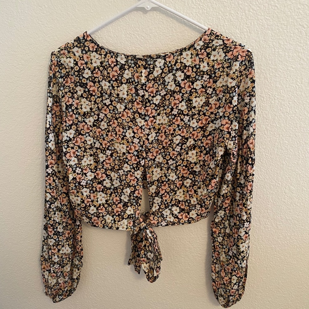 Altar'd State Floral Long Sleeve Crop Top